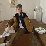 Streetwear Y2K Baseball Jackets Women Oversized Patchwork Bomber Coat Bf Harajuku Preppy Korean Casual All Match Outerwear