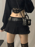 Pastel Goth Low Waist Micro Skirts Y2K Streetwear Acubi Pockets Patchwork A-line Skirt E-girl Aesthetics Outfits Zipper