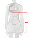 High Quality Summer Satin Bodycon Dress Women Party Dress Draped White Sexy Dress Celebrity Club Evening Night Dresses