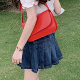 High Waist Y2K Jean Skirts Women Retro Mini Denim Pleated Skirts Harajuku Punk Belt Korean Student Casual A Line Skirt