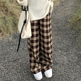 Xpqbb Harajuku Hip Hop Streetwear Plaid Pants Women 2023 Summer Casual Loose Straight Pants Woman Y2K Vintage Wide Leg Trousers