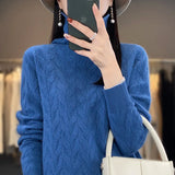 Autumn Winter Women's Soft Wool Sweater Pile Collar Twisted Thickened Pullover Casual Basis Top Cashmere Female Knitwear