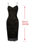 Knee Length Lace Spaghetti Strap Dress Sexy Bodycon Party Dresses Black Slim Birthday Night Women Clothing