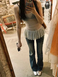 Y2k See Through Tank Tops Women Korean Fashion Fairycore Crop Tops Female Harajuku Aesthetic Sexy Kpop Clothes Summer