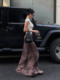 Sexy Leopard Print Maxi Skirt Women Summer New High Waist Vintage Slim Elegant Trumpet Long Skirt Female Streetwear