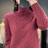 Autumn Winter Women's Soft Wool Sweater Pile Collar Twisted Thickened Pullover Casual Basis Top Cashmere Female Knitwear