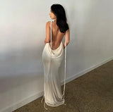 Sexy Halter Backless Long Summer Dresses Women 2024 Fashion Sundresses Bodycon Maxi Nigth Club Party Dress Baddie Outfit