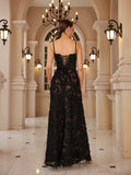 Summer Long Formal Occasion Dresses Maxi Black Appliques Dresses Long Elegant and Beautiful Women Dress