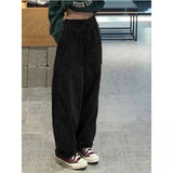 Vintage Fashion Khaki Cargo Pants Baggy Streetwear Harajuku Solid High Waist Wide Leg Pants Women Unisex Casual Trousers S-4XL