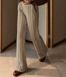 y2k Twist Knitted Trousers Baggy Straight High Waisted Pants Women Retro Patched Button Joggers Khaki Harajuku Casual