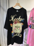 L-4XL Plus Size Tops Rhinestone Graphic T-shirts Luxury Large Size Tunic for Women Men Summer Cotton Women's Clothing Chubby Y2K