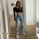 Women's Pants Trousers Autumn High Waist Jeans Pants Women Streetwear Fashion Casual Sashes Denim Straight Pants