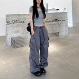 HiqdressHarajuku Parachute Pants Y2K Streetwear Wide Leg Baggy Cargo Trousers Female Hippie Korean Edgy Style Jogging Sweatpants