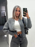 Fashion Solid Zipper Round Collar Sweater For Women High Street 2023 Autumn Winter New Casual Knitwear Long Sleeve Female Tops