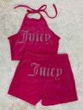 HiqdressVelvet Crop Top and Shorts Set Summer Sweatsuit Juicy Sleeveless Tank Top and Drawstring Shorts Women Casual Two Piece Set