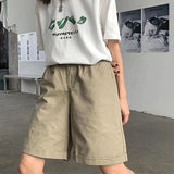 Cargo Shorts Women Streetwear High Waist Straight Wide Leg Shorts Bf Fashion Baggy Casual Knee Length Sports Short Pants