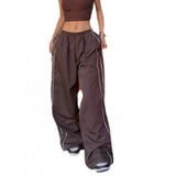 Y2k Women Cargo Pants Parachute Pants Korean Harajuku Sweatpants Blue Wide Leg Trousers Loose Low Waist Oversized Jogger