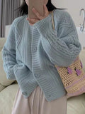 Spring Vintage Knitting Sweater Women Winter Japanese Style Sweet Solid Cardigan Female O-neck Loose Casual Sweater Tops