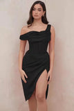 High Quality Satin Bodycon Dress Elegant Women Party Dress Red Off The Shoulder Sexy Dress Celebrity Evening Night Dresses