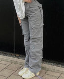 Hiqdress2 Vintage Cargo Pants  Baggy Jeans Women Fashion 90s Streetwear Pockets Wide Leg High Waist Straight Y2k Denim Trousers Overalls