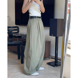 Oversize Slimming Women Pants High Waist Wide-Leg Trousers Simple Casual Loose-Fitting Cotton Baggy Streetwear Trousers  2023