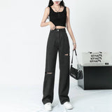 vintage spring 2022 womens fashion high waist Women's Wide leg jeans baggy woman denim capris Pants jean mom jeans trousers