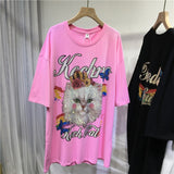 L-4XL Plus Size Tops Rhinestone Graphic T-shirts Luxury Large Size Tunic for Women Men Summer Cotton Women's Clothing Chubby Y2K