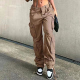 Hiqdress1 Vintage Cargo Pants Baggy Jeans Women Fashion 90s Streetwear Pockets Wide Leg High Waist Straight Y2k Denim Trousers Overalls