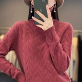 Autumn Winter Women's Soft Wool Sweater Pile Collar Twisted Thickened Pullover Casual Basis Top Cashmere Female Knitwear