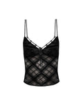 Summer Women Y2k Dark Academia Camisole Vintage Mesh See Through Crop Top Coquette 2000s Aesthetic Gyaru Halter Top Hot Sexy