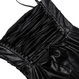 Sexy PU Backless Lace Up Dress Knee Length Bodycon Birthday Party Dresses Women's Clothing