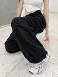 HiqdressHarajuku Parachute Pants Y2K Streetwear Wide Leg Baggy Cargo Trousers Female Hippie Korean Edgy Style Jogging Sweatpants