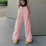 Street Fashion Pocket Cargo Pants Women Loose High Waist Thin Sweatpants All-match Korean Style Lazy And Handsome Trousers