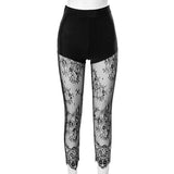 New Patchwork Lace Embroidery Pants Fashion See Through Pencil Trousers 2023 Summer Bodycon Bottoms Women Casual Skinny Pants