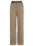 y2k Twist Knitted Trousers Baggy Straight High Waisted Pants Women Retro Patched Button Joggers Khaki Harajuku Casual