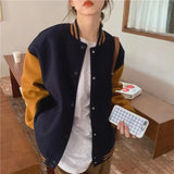 Streetwear Y2K Baseball Jackets Women Oversized Patchwork Bomber Coat Bf Harajuku Preppy Korean Casual All Match Outerwear