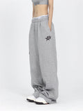 Vintage Star Patch Relaxed Jogger Pants Women Y2K Streetwear High Waist Hip Hop Loose Oversized Straight Leg Wide Leg Trousers