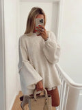 Line Patchwork Turtleneck Sweater For Women Fashion Loose Long Sleeve Knitwear Tops 2023 Autumn Winter Chic Lady Pullover