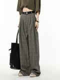 HiqdressClassic Retro Plaid Design Harajuku Straight Women Long Trousers Loose Wide Leg Pants Baggy Korean Fashion Y2k Streetwear