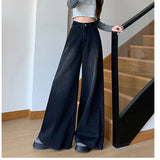 Vintage High Waist Jeans Fashion Korean Women Loose Wide Leg Pants Casual Female Streetwear Denim Trousers Spring New