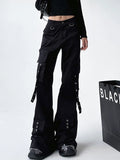 Women Gothic Cargo Pants Multi-Pocket Trashy Y2k Grunge Japanese Streetwear Flare Trousers Punk Hip-pop Tide Design Harajuku New