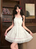 Summer White Lolita Sweet Lace Dress Woman Casual Elegant Y2k Mini Dress Short Party Hot Girls One Piece Dress Korean Fashion