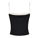 Elegant Lady Fashion Camisole Chic Women Lace Trim Crop Tops Korean Streetwear Summer Backless Slim Fit Tank Tops Club Party