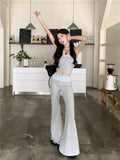 New Temperament Fashion Gyaru Set Women Summer Contrast Color Tube Top Vest Slightly Flared Trousers Two-piece Set Fashion