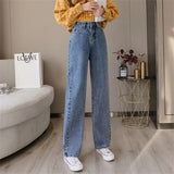 Korean High Waist Loose Straight Pants Woman Spring Autumn Streetwear Baggy Jeans 2023 Classic Washed Denim Trousers Vaqueros