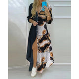 Women Boho Printed Long Shirts Dress Summer Turn-down Collar Long Sleeve Party Dress Female Casual Evening Maxi Dresses Vestidos