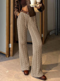 y2k Twist Knitted Trousers Baggy Straight High Waisted Pants Women Retro Patched Button Joggers Khaki Harajuku Casual