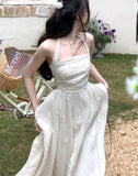 Women Elegant Evening Party Midi Dress Summer New Fashion Princess Embroider Vestidos Female Korean Design Slim Clothes