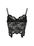 Black See Through Sexy Asymmetrical Goth Lace Camisole Women Rave Baddie Outfits Crop Top