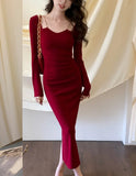 Women Sexy Bodycon Wedding Runway Party Dress Autumn Elegant Birthday Evening Prom Robe Spring Fashion Female Solid Clothing